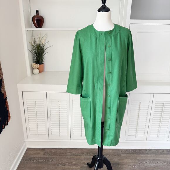 COS Green Wool Cashmere Flannel Longline Jacket Size 4 XS/S - Picture 1 of 7